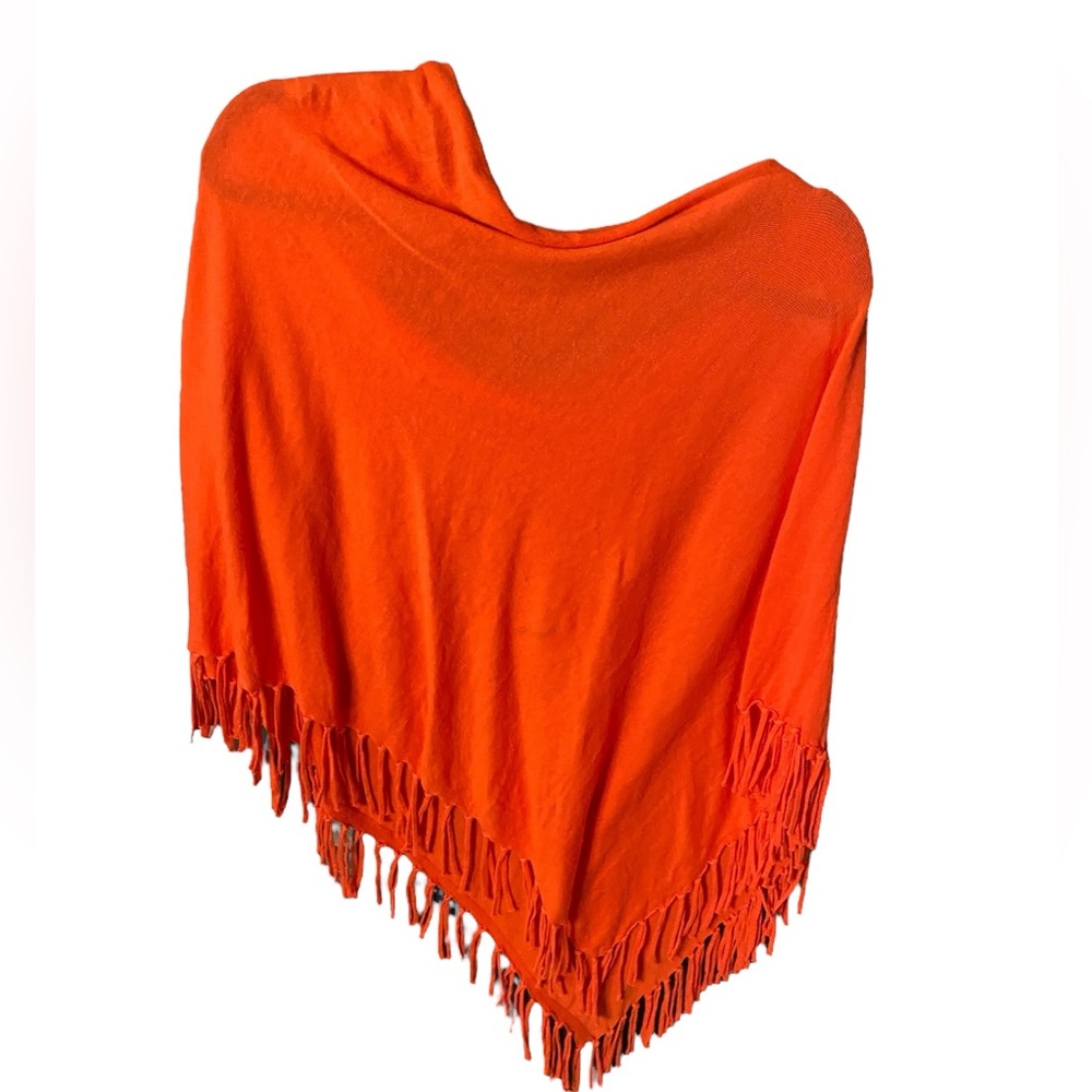 Sweater Project Bold Orange Fringe Wrap